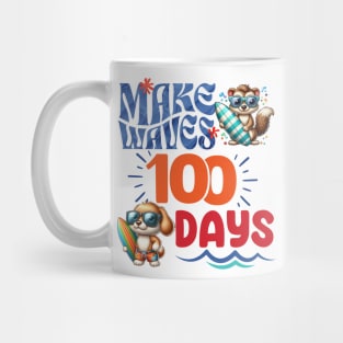 Make Waves 100 Days Surfer Animals 100th Day of School Mug